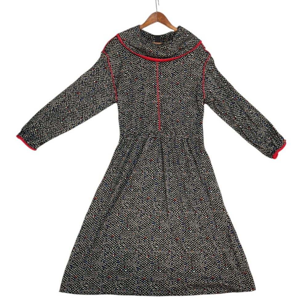 Midcentury Modern Art Deco Collared Dress
